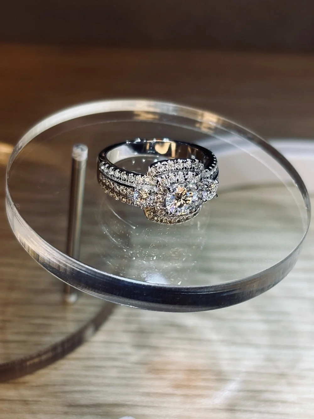 Solid 925 Sterling Silver VVS Moissanite Double Halo Ring - Picture 9 of 12